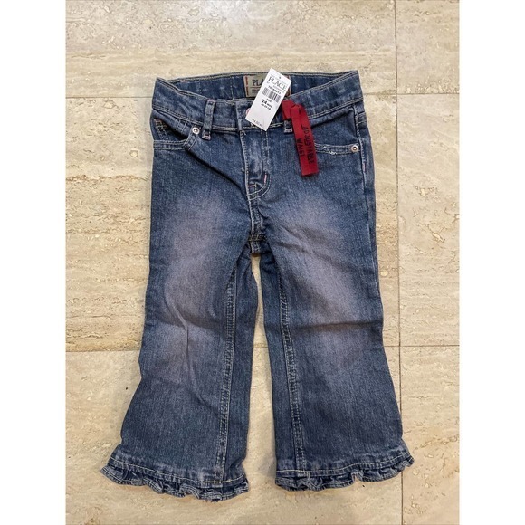 Children's Place Girls Jeans Ruffle Flare‎ Stretch Denim Blue Size 24 months NWT - Picture 1 of 3